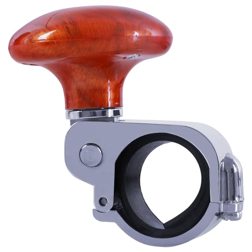 AICARS Car Steering Wheel Spinner Knob ABS Head Metal Ring Brown