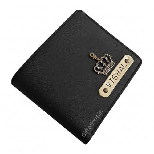 Image of Customised Original Leather Wallet for Men with Name, Personalized Purse (Black) Stylish Gift for Brother, Husband, Boyfriend, Father, Birthday, Anniversary, Valentine's Day, New Year