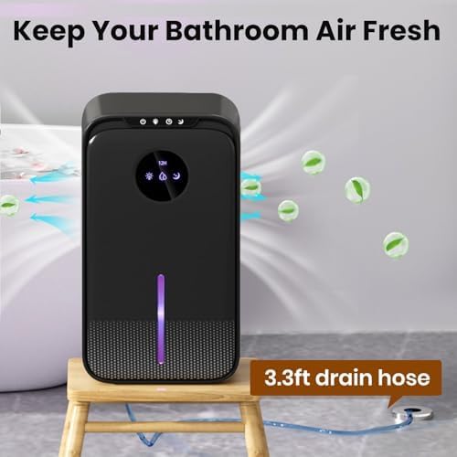 Dehumidifier(88.0OZ) for Home With Drain Hose Timer(8-12-24H) Quiet Portable Dehumidifier with Auto Shut Off for Bedroom Bathroom Basement Kitchen RV Closet(1000Sq.ft) - Image 4