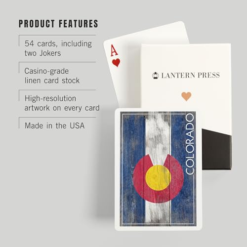Lantern Press Colorado, Rustic State Flag, Baraja de 52 Cartas Poker miniatura 3