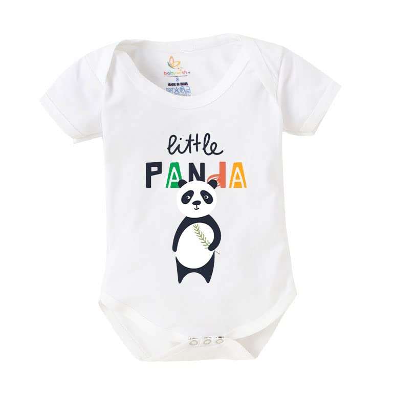 baby wish Newborn Romper Clothes Baby Bodysuits Newborn Outfit My 1st Birthday Printed Romper with Envelop Neck Half Sleeve Unisex Romper Infant Dress Little Panda