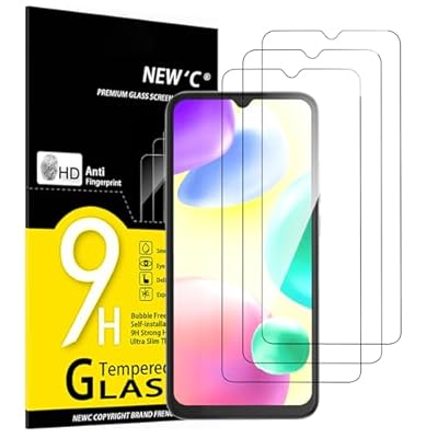 NEW C 3 Piezas Protector Pantalla para Xiaomi Redmi 10A Xiaomi Redmi 9C Cristal templado Antiarañazos Antihuellas Sin Burbujas Dureza 9H 0.33 mm Ultra Transparente Ultra Resistente