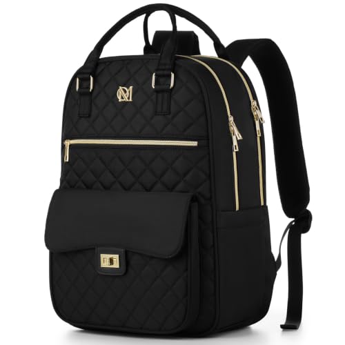 Image of Laptop Backpack Women 15.6in,Cute School Backpack Bookbag for Teen Girls College Student,Mochila para nina adolescente for Work Travel,Aesthetic Backpack,Black