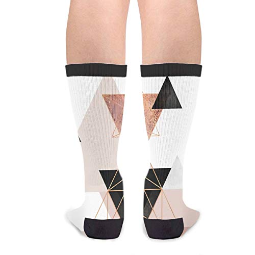 Geometric Triangles In Blush And Rose Gold Casual Cool 3D Printed Crazy Funny Colorful Fancy Novelty Graphic Crew Tube Socks #TOP1