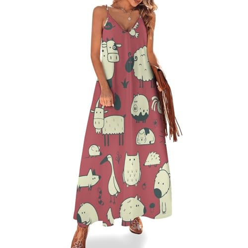 Robe longue sans manches moutons vaches oies contre la chaleur
