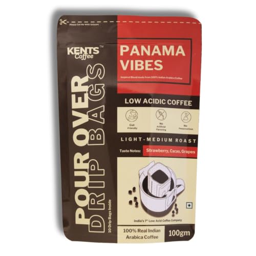 Image of Kents Coffee Panama Vibes - Pour Over Grind | Medium Roast with Juicy Tropical And Fruity Notes | Eco-Friendly, Fresh Ground Coffee (10 Gmx10 Pack)