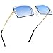 Mriendao Blue Sunglasses for Women Men Fashion Retro Cute 90s Rimless Frameless Rectangle Tinted Lens Sun Glasses Shades