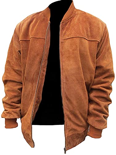 Classyak Men's Fashion Stylish Real Leather Jacket Suede Brown 4X-Large