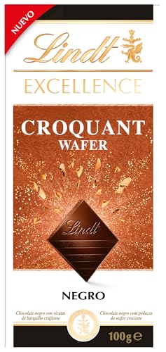 Lindt EXCELLENCE Chocolate Negro Croquant con Wafer 100g – Tableta Crujiente de Chocolate Premium