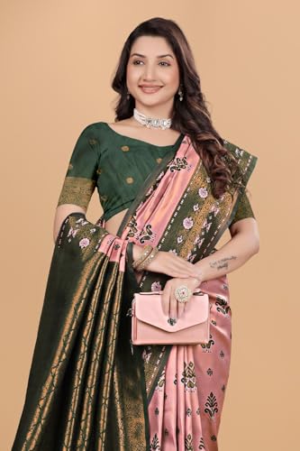 Image of Traditional Banarasi Silk 5.50 Meter Saree With 0.8 Meter Unstitched Blouse Piece For Wedding, Family Function, Festival And Special Occasion