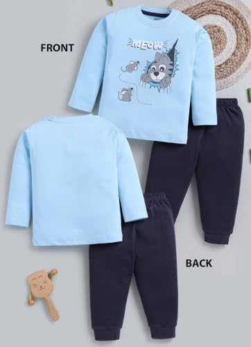 Image of LuvLap Baby Boys 100% Cotton Full Sleeve Boys T-Shirt & Pyjama Sets, Pack Of 3
