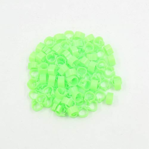 VIGAN 100PCS Birds Feet Rings Inner Diameter 8MM Plastic Clip Ring Pigeon Foot Ring (100PCS Green)