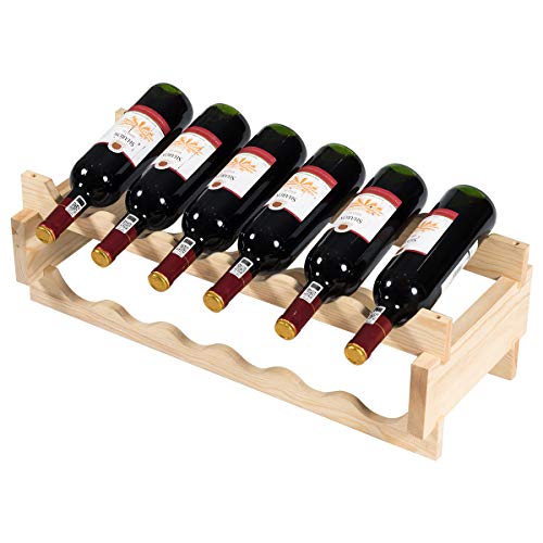 Giantex 36 Bottle Modular Wine Rack, 6 Tier Wine Display Shelves, Stackable Free Standing Wine Bottles Organizer For Bar, Cellar, Cabinet, Pantry, No Bolt Assembly, 25”Lx11”Wx33.5”H #TOP5