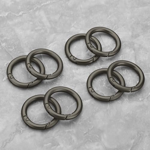 Image of Gkeygo Key Ring Clip, 4 /5 Inch Keychain Rings, 8 Pack Round Carabiner Clip for Keys, Buckle, Bags, Purses - Key Chain Hooks Replacement Keychains Lanyard DIY Crafts - Dark Grey