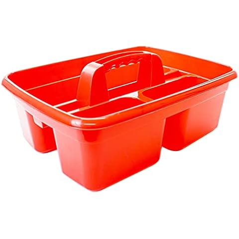Clay Roberts Cleaning Caddy with Handle, Red, Cleaning Products & Tools Storage Basket, Industrial Tote Caddy Cover