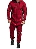 Acrawnni Herren-Overall mit Kapuze, Fleecefutter, langärmelig, durchgehender Reißverschluss,...