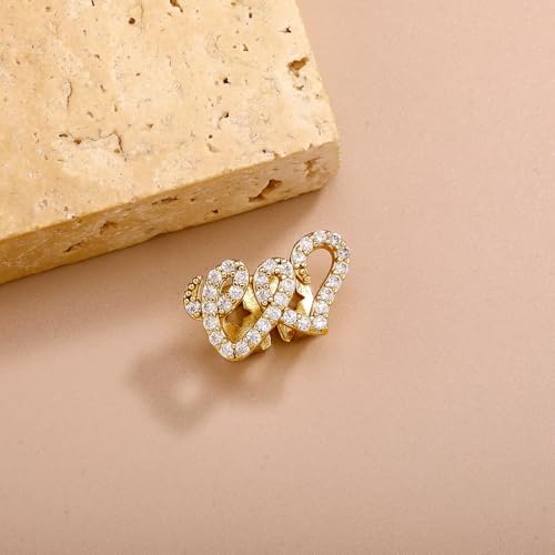 Gold Double Love Copper Micro-Inlaid Zircon Hip-Hop Braces Teeth Grills Tooth Decoration Personality Trend3