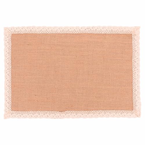 Mantel Individual Rectangular 45 x 30 cm de Yute, Borde de Encaje