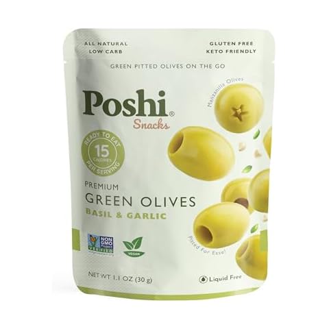 OLOVES Green Greek Pitted Olives | Basil & Garlic | 30 Pack Cover
