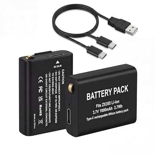 Runpower 2-Pack Rechargeable Batteries for Coast Headlamps, Compatible with FL75, FL75R, FL78, FL90R, FL95R, HX500, RL10R, RL12R, RL15R, and CH1000R, with Charging Cable