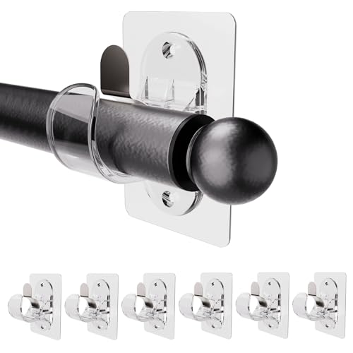 Antimbee 6個 突っ張り棒支え強力粘着 カーテンロッドブラケット 穴あけ不要 つっぱり棒落下防止 取り付け簡単 突っ張り棒フック補強 賃貸 丸棒固定クリップ 9kg 耐荷重