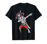 Dabbing Skeleton Pirate T Shirt Halloween Kids Jolly Roger