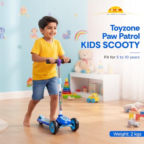 Image of Toyzone Kids Kick Scooter - Foldable & Adjustable with Rear Brake, Skateboard Style - for Age 5+ Years, Toyzone Paw Patrol Kids Kick Scooter