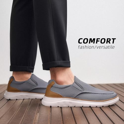 Image of Mens Boat Loafers Slip-on Casual Mesh Walking Shoes Business Oxfords Sneakers Work Lightweight Comfortable Soft Sole