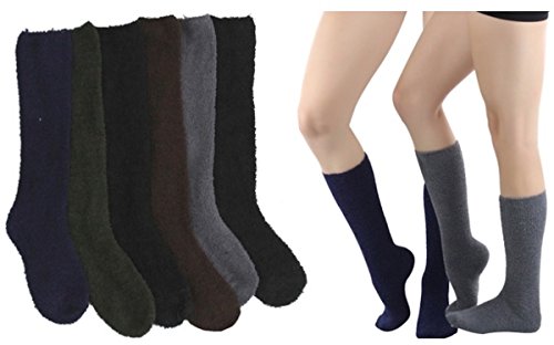 MOPAS Ladies Colorful Fleece/Plush Soft Knee High Socks Assorted 6 Pack2