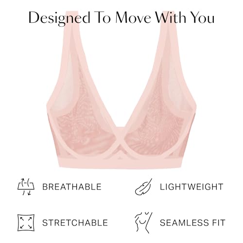 Image of EBY Sheer Mesh Bralette for Women Seamless Wireless Bra with Support - Without Metal Wire