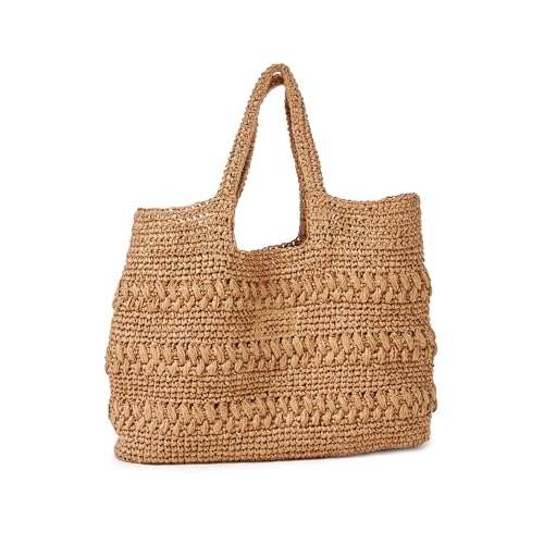L*Space Changing Tides Bag, Lightweight Oversized Tote Featuring Top Handle and Woven Fabric Detail, Spacious Design and Versatile Design, Natural