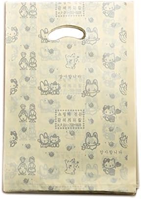 Muellery Beige Plastic Glossy Merchandise Bags Packaging Shopping Bags Gift with Handles, 8.7x12.4 inch, 22x31.5 cm, 100pcs TPAK21004