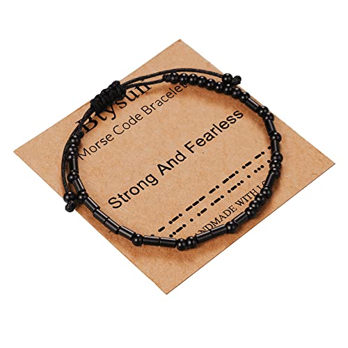 Morse Code Bracelets for Women Inspirational Gifts for Her Adjustable Black Adjustable Braided Men Bracelets Motivational Best Friend Birthday Gifts for Sister Daughter Mom Dad Christmas Jewelry…