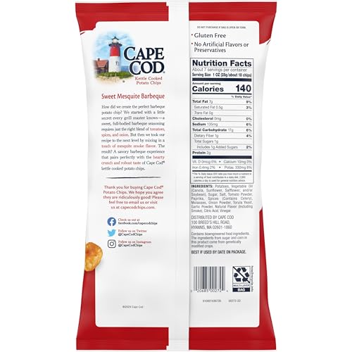 Cape Cod Sweet Mesquite Barbeque Kettle Cooked Potato Chips 212g (Pack of 2)