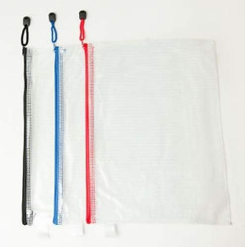 Pack of 12 A4 Black Zip Strong Mesh Bags by Janrax
