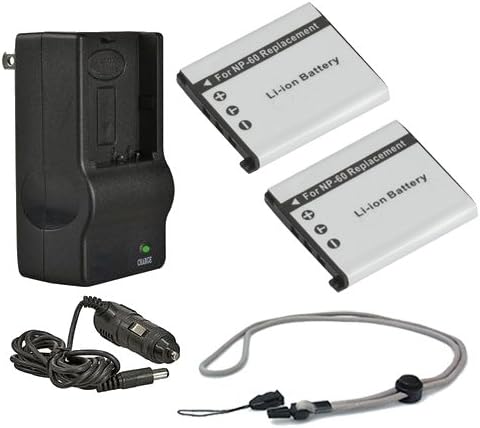 High Capacity Batteries (2 Units) + AC/DC Travel Charger Compatible with Leica D-LUX 6 + Krusell Multidapt Neck Strap (Black Finish)