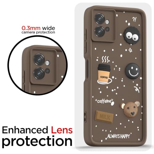 Image of Bintage Cute Fun Taddy Cartoon 3D Ball Bear Milk Donut Coffee Cup Silicon Case Full Body & Camera Protection Back Cover Compatible for Motorola Moto G32 - Brown