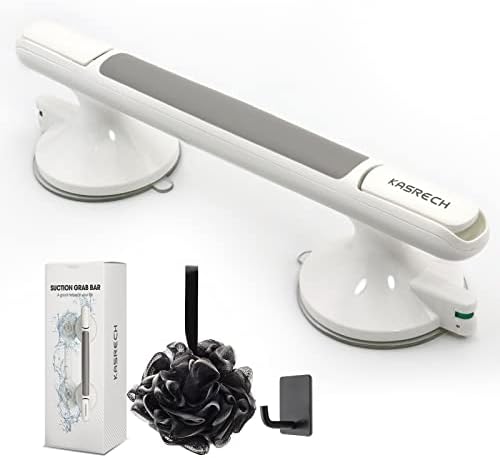 Kasrech Shower Handle (1 Pack),12 Inch Grab Bars with Strong Suction Cup for Bathtubs and Showers,Shower Safety Hand Rail,No Drill Balance Bar for Bathroom,Suitable for Seniors,Elderly,Handicap