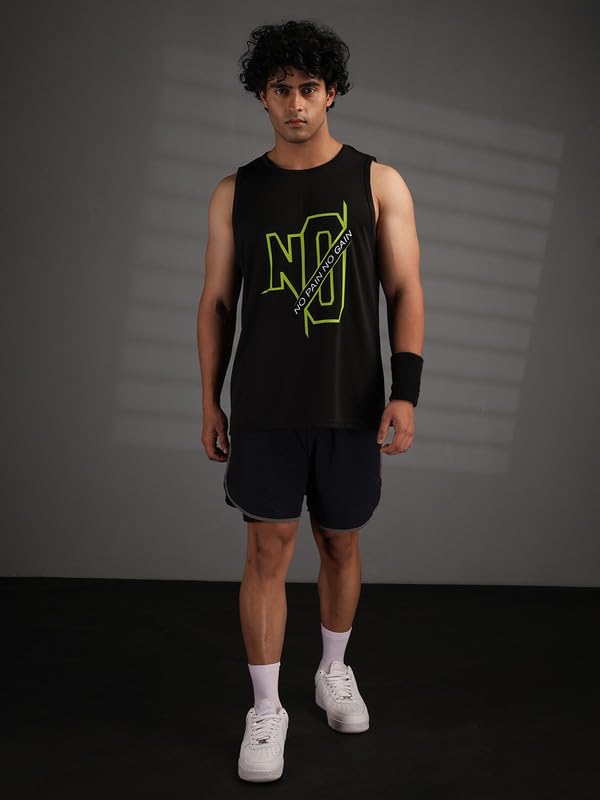 Image of CHKOKKO Tank Tops Sleeveless T-Shirt for Men Dry Fit Vest Gym Wear Graphic Printed Stylish Round Neck Running Sando for Sports Workout Fitness & Casual or Beach Wear