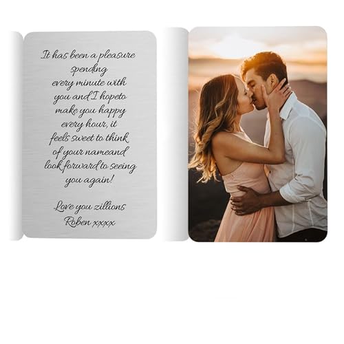 Personalized Wallet Card with Picture: Engraved Metal Insert for Husband, Dad & Men - Ideal for Father's Day, Military Deployment & Anniversary, Valentines Day Gift