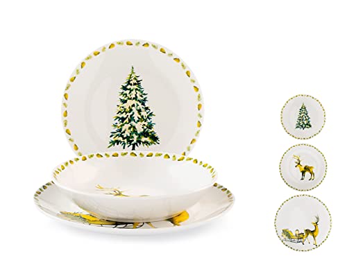 HOME Laponia - Juego de mesa de 18 piezas, porcelana
