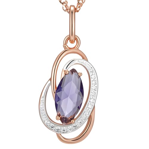 Collier avec pendentif en zircon naturel violet et chaîne or