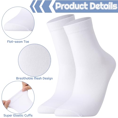6 Pack Crew Socks for Men Women Mid-calf Socks Breathable White Sock(US 7.5-12)3