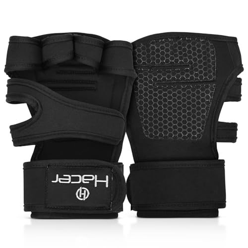 HACER Gym Gloves Weight Lifting Hand Grips with Wrist Wrap Suppor...