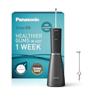 Panasonic Serie 800 Irrigatore Orale a Ultrasuoni EW-DJ86-K503, Idropulsore dentale, 200ml, 1 Ugello a Ultrasuoni e 1 Ugello Ortodontico, 5 Impostazioni di Pressione, Accessorio da Viaggio, Nero