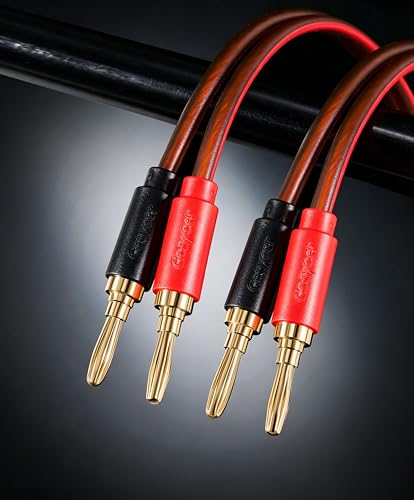 Image of Speaker Wire with Banana Plugs,14 Gauge Speaker Cables, Oxygen-Free Copper(OFC),2 Pack /6.6Feet