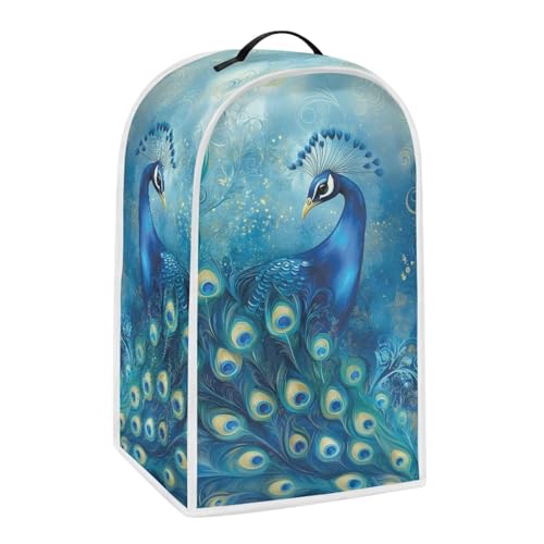 Image of Talayituse Blue Peacock Print Blender Dust Cover, Fingerprint Protection Cover for Stand Mixer or Coffee Machine, Home Kitchen Appliance Covers for Stain Dust Resistant Supplies