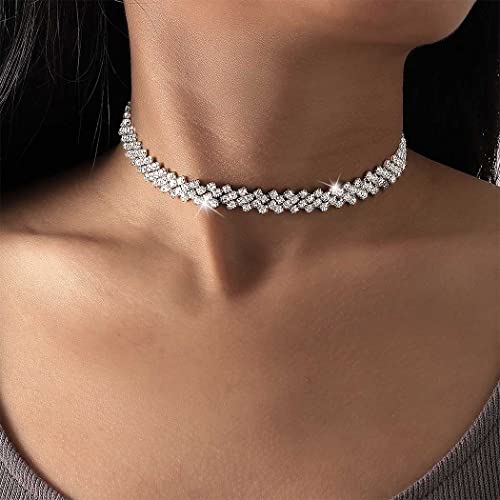 Jonky Rhinestone Chokers Silver Choker Necklacecrystal Necklaces Sparkly Neck Jewelry Prom Accessories For Women And Girls #TOP4
