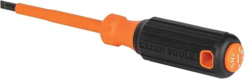 Klein Tools 6824INS - Destornillador aislado, fabricado en EE. UU., Destornillador de punta de gabinete de 1000 V de 1/4 pulgadas con vástago de 4