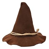 nigsouy Witch Wizard Hat for Adults, Felt Wide Brim Pointed Hat, Oktoberfest, Halloween Scarecrow Costume Accessory (Brown)
